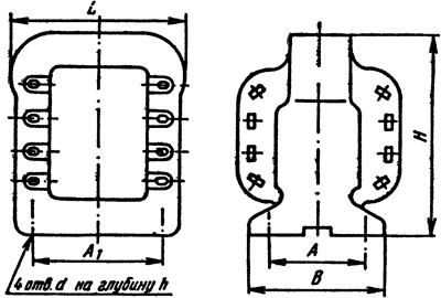 Конструкция броневых трансформаторов ТАН с четырьмя резьбовыми отверстиями для крепления
