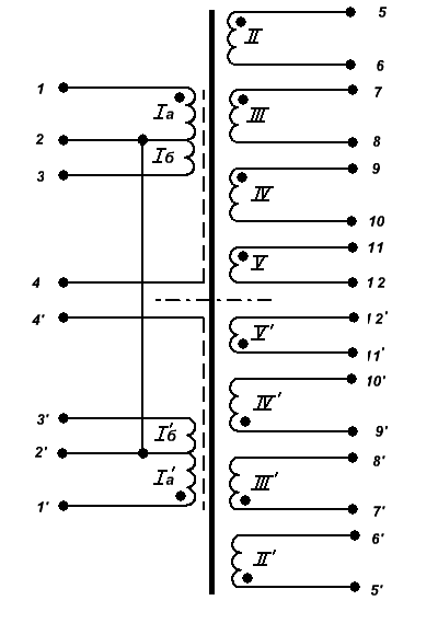 Схема трансформатора ТС-160, ТС-160-1
