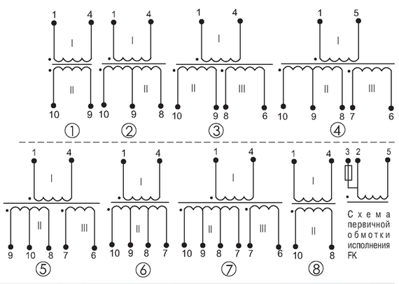 Электрические схемы трансформаторов ТП-122