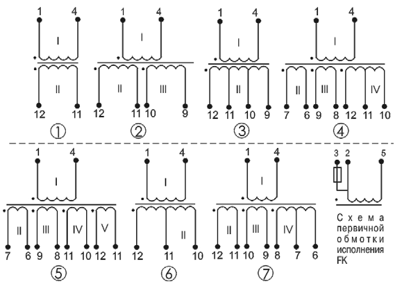 Электрические схемы трансформаторов ТП-124