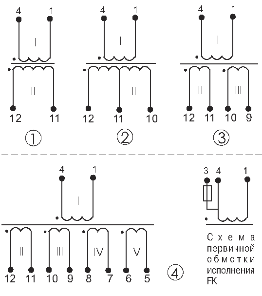 Электрические схемы трансформаторов ТП-125