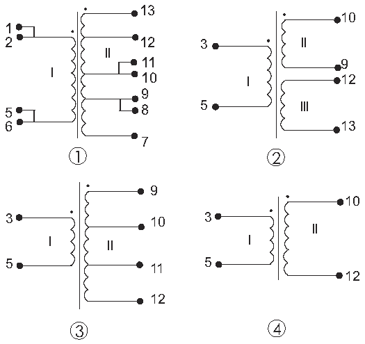 Электрические схемы трансформаторов ТП-127
