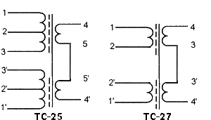 Схемы трансформаторов ТС-25, ТС-27